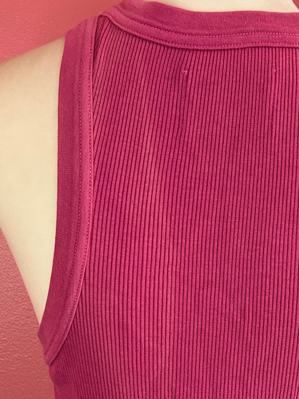 Citizens of Humanity Isabel Ribbed Tank Top Raspberry Pink S Organic Cotton - Picture 5 of 10